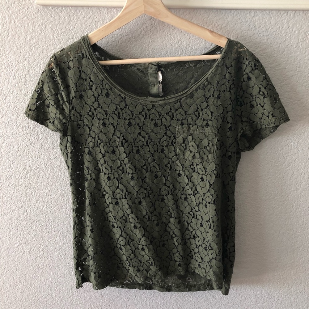 H & M Hunter Green Lace Top